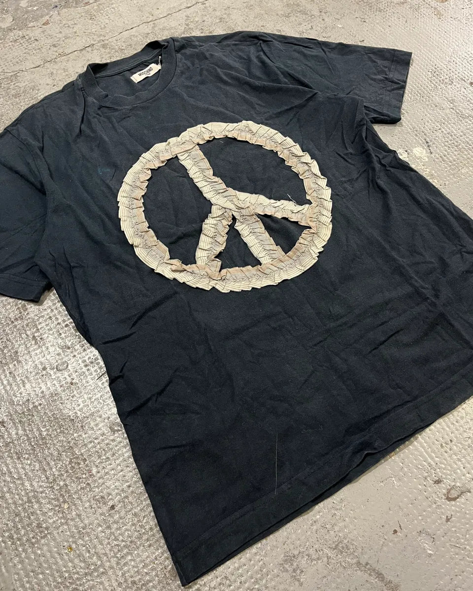 2010s Moschino Relaxed Peace and Love Black T-Shirt fgQkMry 3