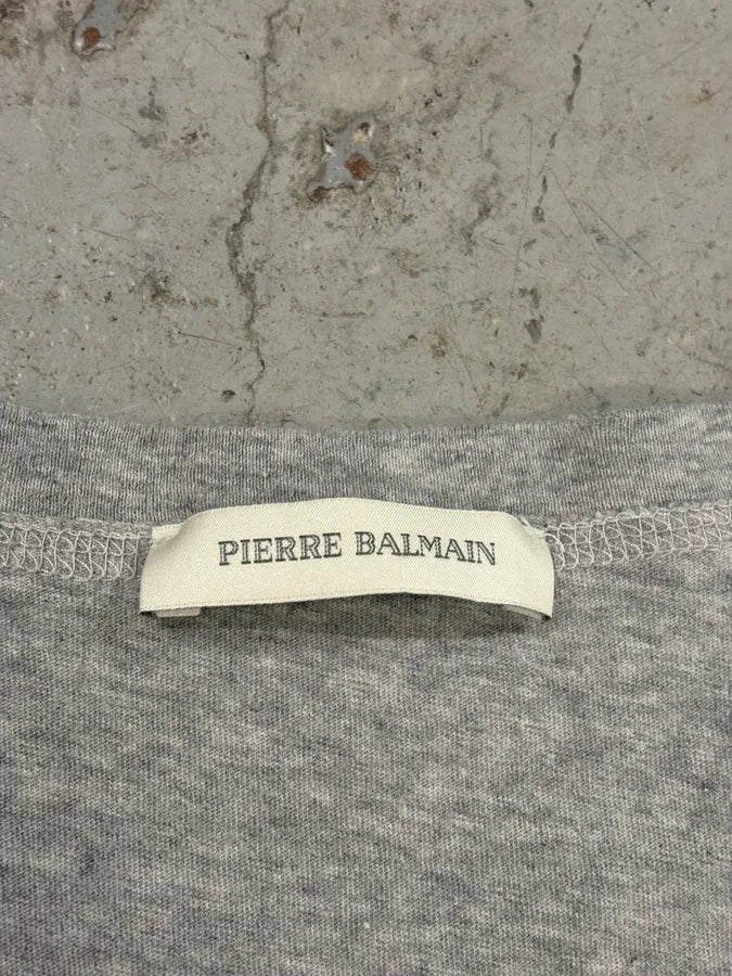 2010s Pierre Balmain Angels V-Neck Grey T-Shirt SjLaffQ 7