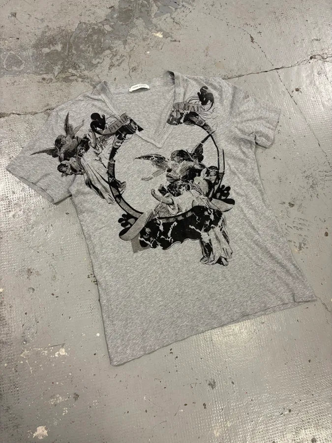 2010s Pierre Balmain Angels V-Neck Grey T-Shirt SjLaffQ 3