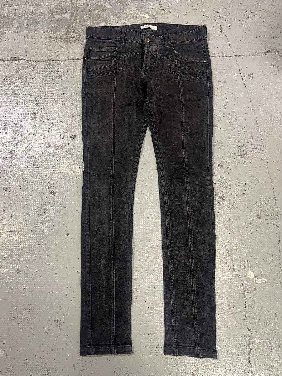 2010s Pierre Balmain Biker Dark Grey Slim Denim Jeans QGrQeKF 0