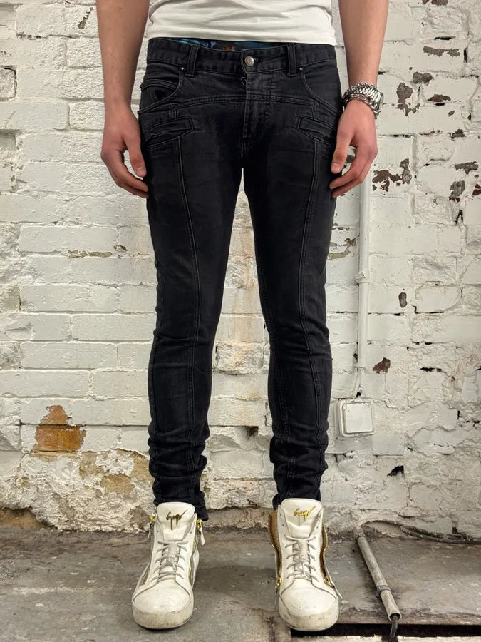 2010s Pierre Balmain Biker Dark Grey Slim Denim Jeans QGrQeKF 1