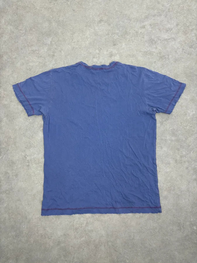 SS2012 Pierre Balmain Blue Distressed Signature T-Shirt rwyigOx 4