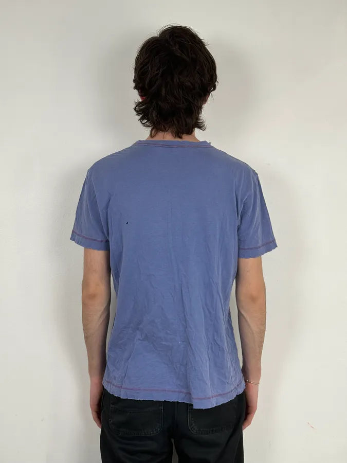 SS2012 Pierre Balmain Blue Distressed Signature T-Shirt rwyigOx 2