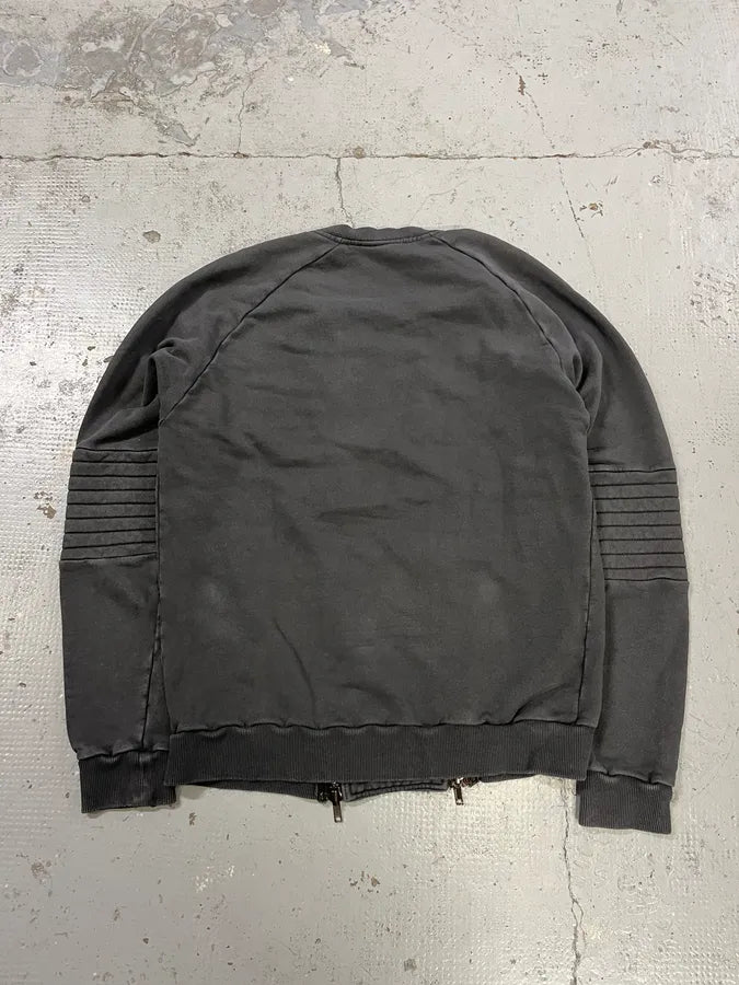2010s Pierre Balmain Double Zip Horpist Grey Biker Sweater jNqntEp 6