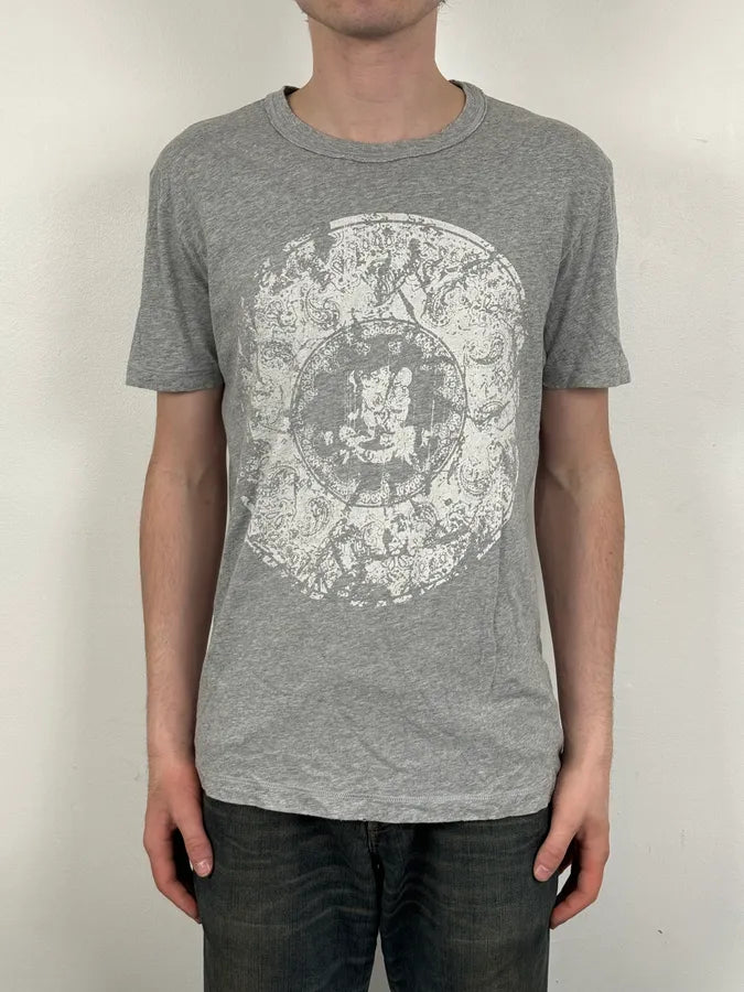 2010s Pierre Balmain Grey Destructured Circle Signature T-Shirt dhZcRRg 1