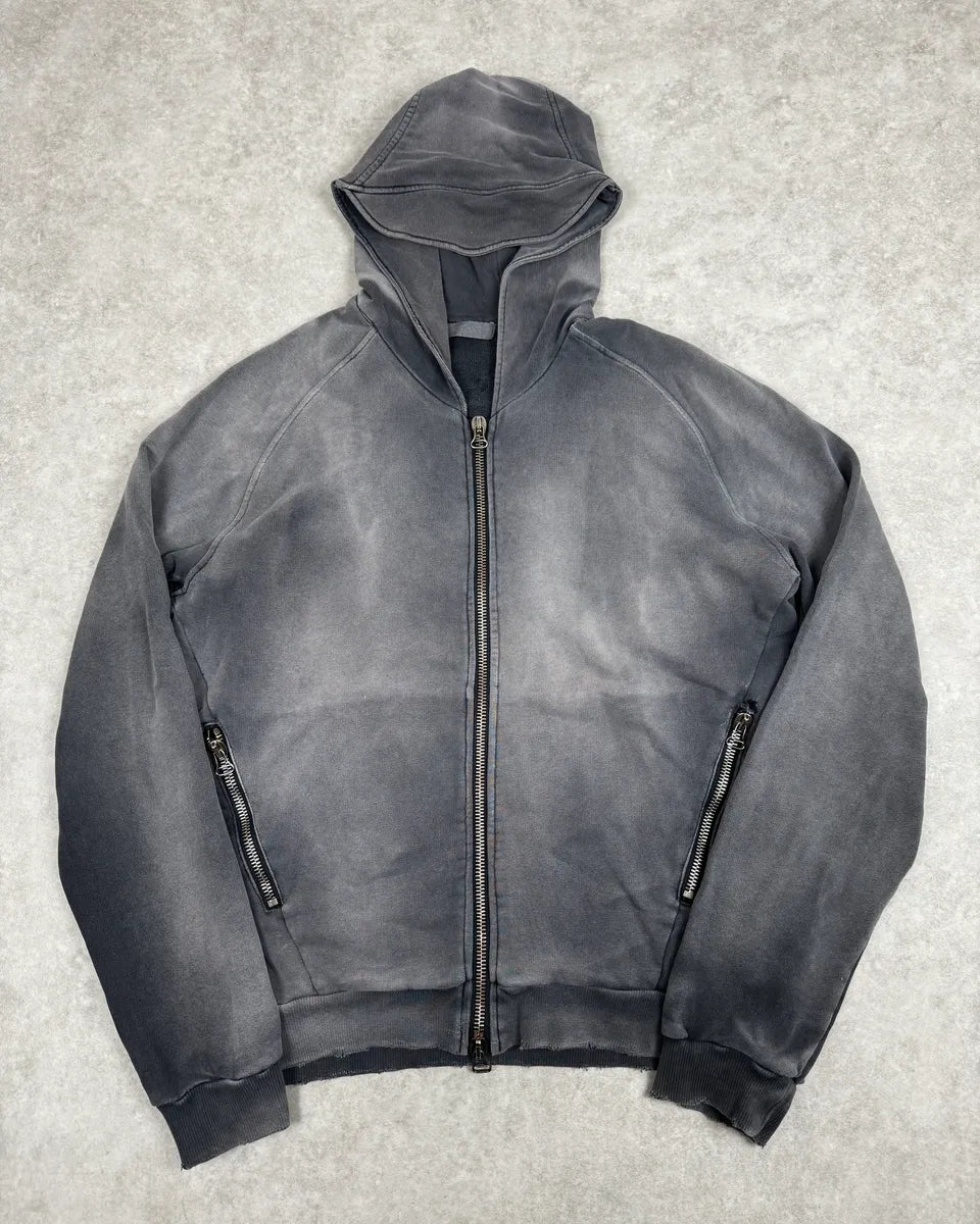 2010s Pierre Balmain Grey Distressed Zip-up Hoodie lTYXowg 0