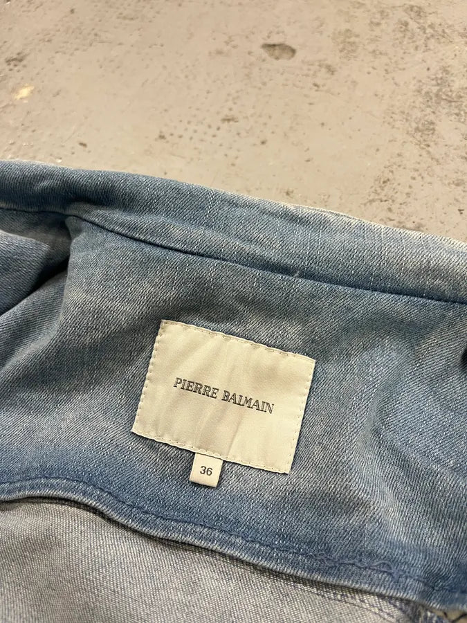 2010s Pierre Balmain Officer Buttoned Blue Denim Jacket FTFbuxJ 10
