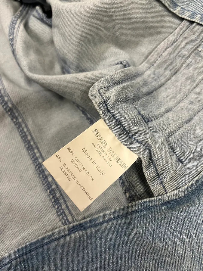 2010s Pierre Balmain Officer Buttoned Blue Denim Jacket FTFbuxJ 11