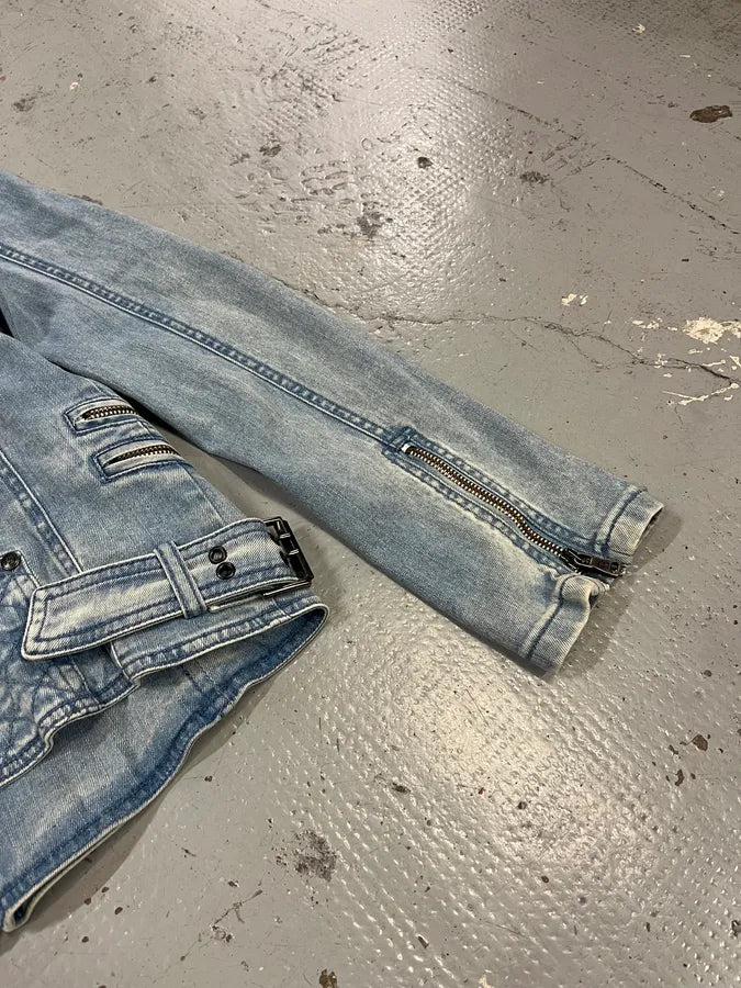 2010s Pierre Balmain Officer Buttoned Blue Denim Jacket FTFbuxJ 8