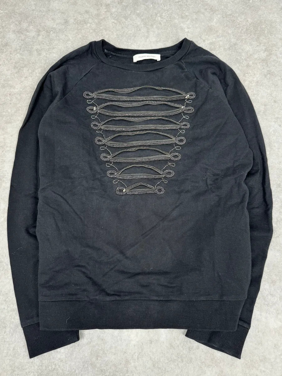 2010s Pierre Balmain Officer Zip Black Sweater DfVckpr 0