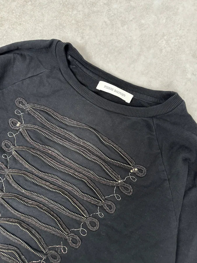 2010s Pierre Balmain Officer Zip Black Sweater DfVckpr 4