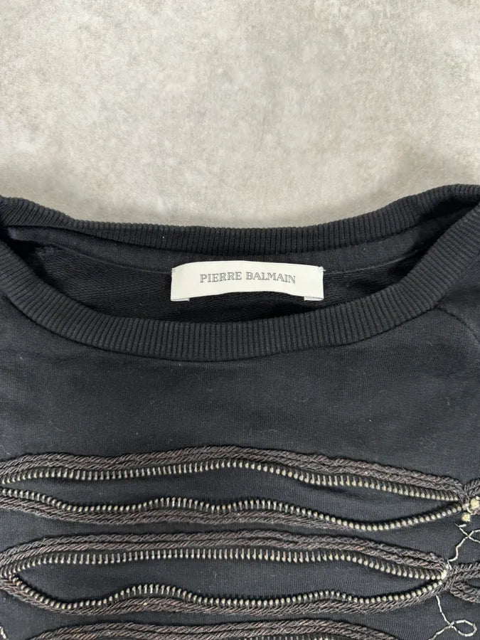 2010s Pierre Balmain Officer Zip Black Sweater DfVckpr 7