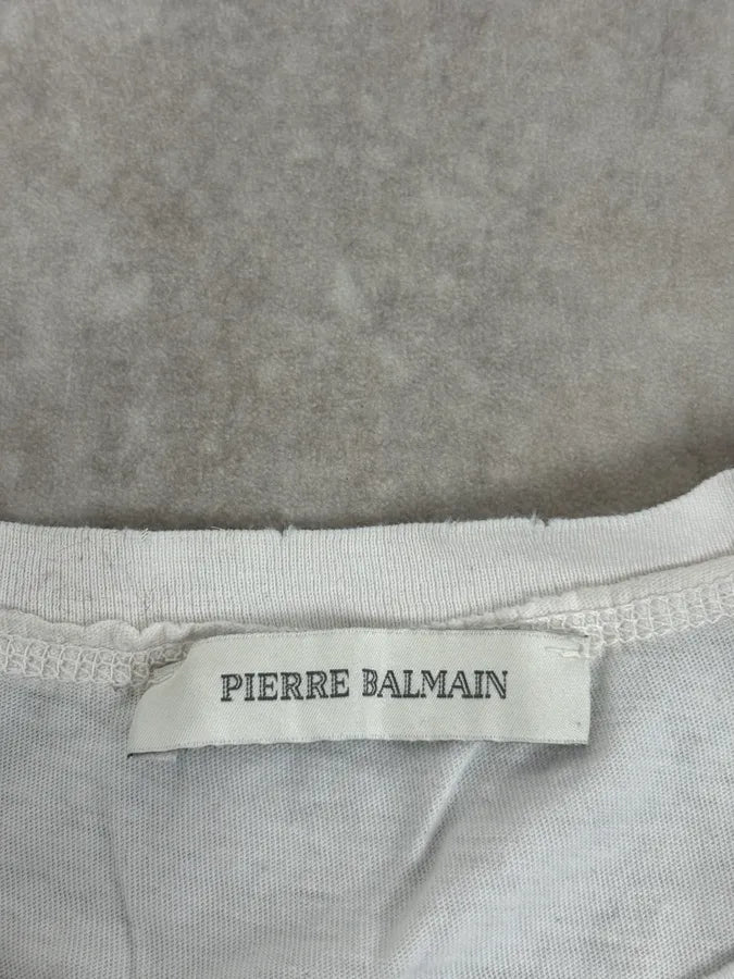 2010s Pierre Balmain White Signature Flag T-Shirt RZdVDRN 3