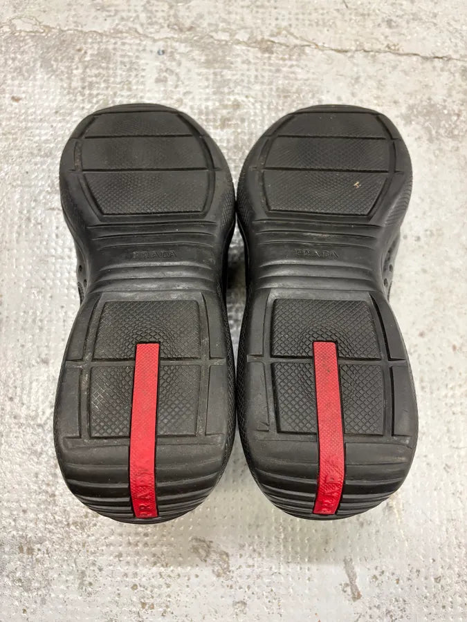 2010s Prada America’s Cup Black Scratches Leather Sneakers xQbgSVW 7