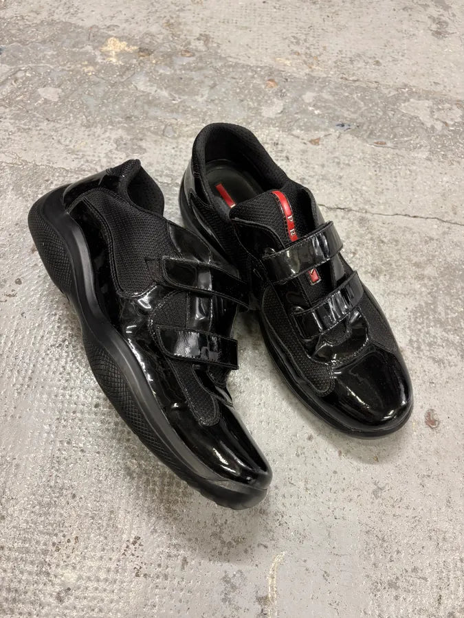2010s Prada America’s Cup Black Scratches Leather Sneakers xQbgSVW 4