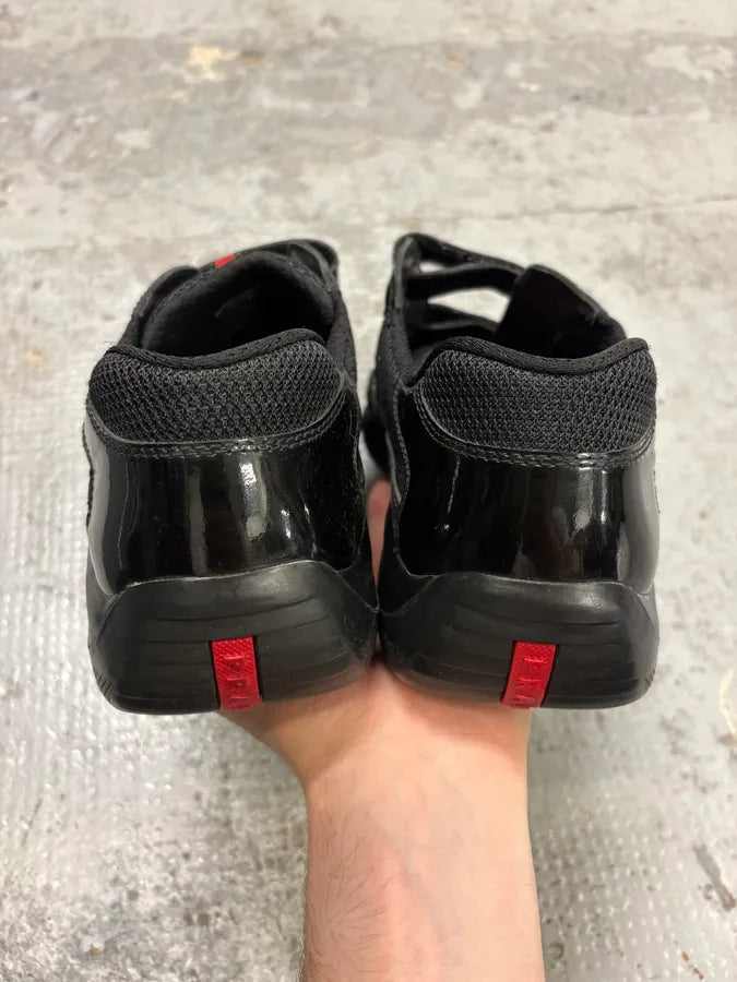 2010s Prada America’s Cup Black Scratches Leather Sneakers xQbgSVW 6