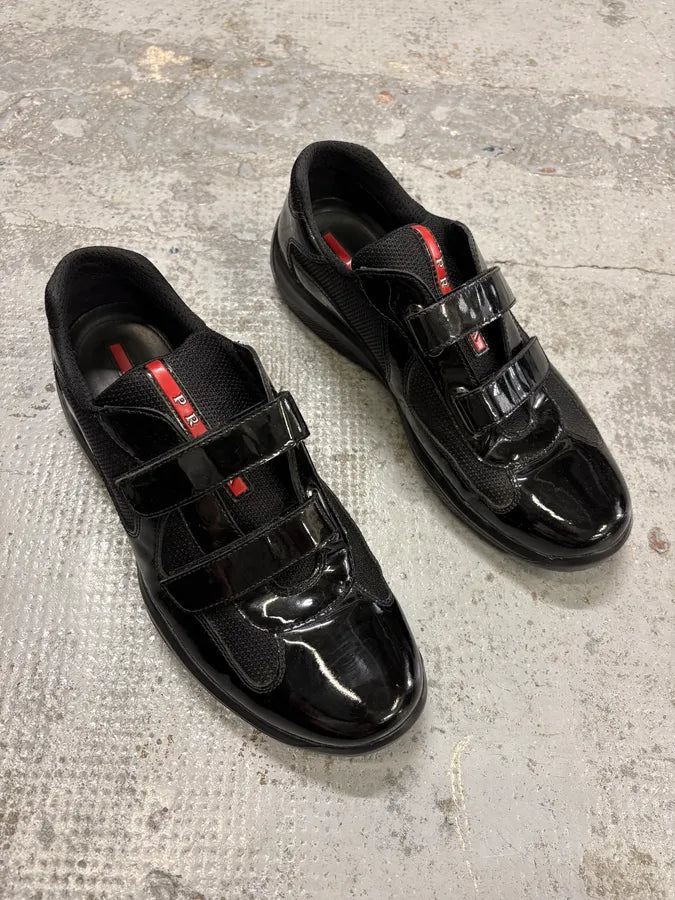 2010s Prada America’s Cup Black Scratches Leather Sneakers xQbgSVW 2
