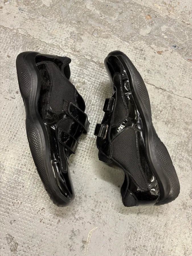 2010s Prada America’s Cup Black Scratches Leather Sneakers xQbgSVW 5