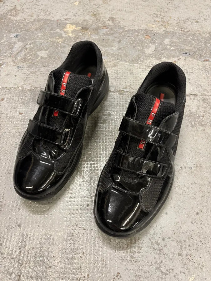 2010s Prada America’s Cup Black Scratches Leather Sneakers xQbgSVW 3
