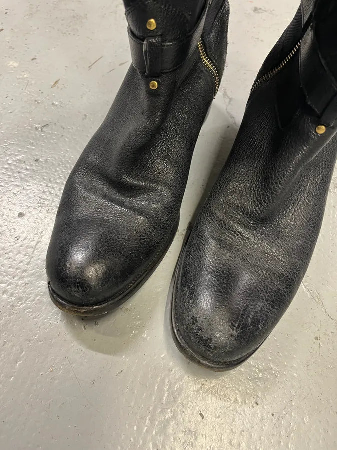 2010s Prada Black Leather Buckle Knee-High Boots  IsoiZBh 3