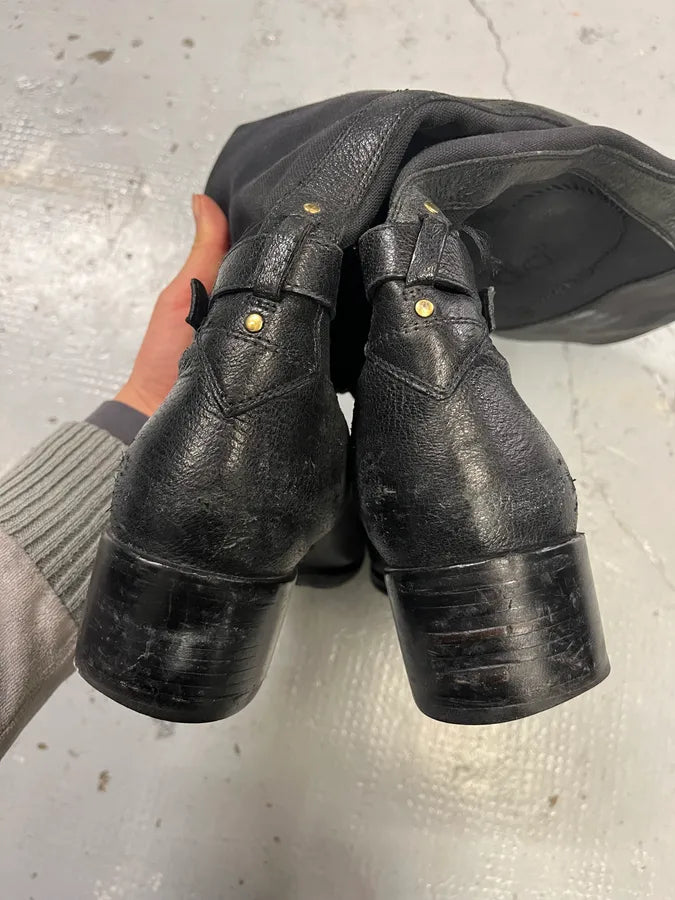 2010s Prada Black Leather Buckle Knee-High Boots  IsoiZBh 4