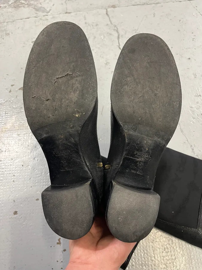 2010s Prada Black Leather Buckle Knee-High Boots  IsoiZBh 7