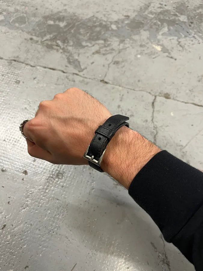 2010s Prada Black Minimalist Leather Bracelet AzhIWSl 0