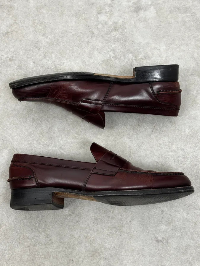 2010s Prada Bordeaux Brown Classy Leather Loafers yKsKCdW 1