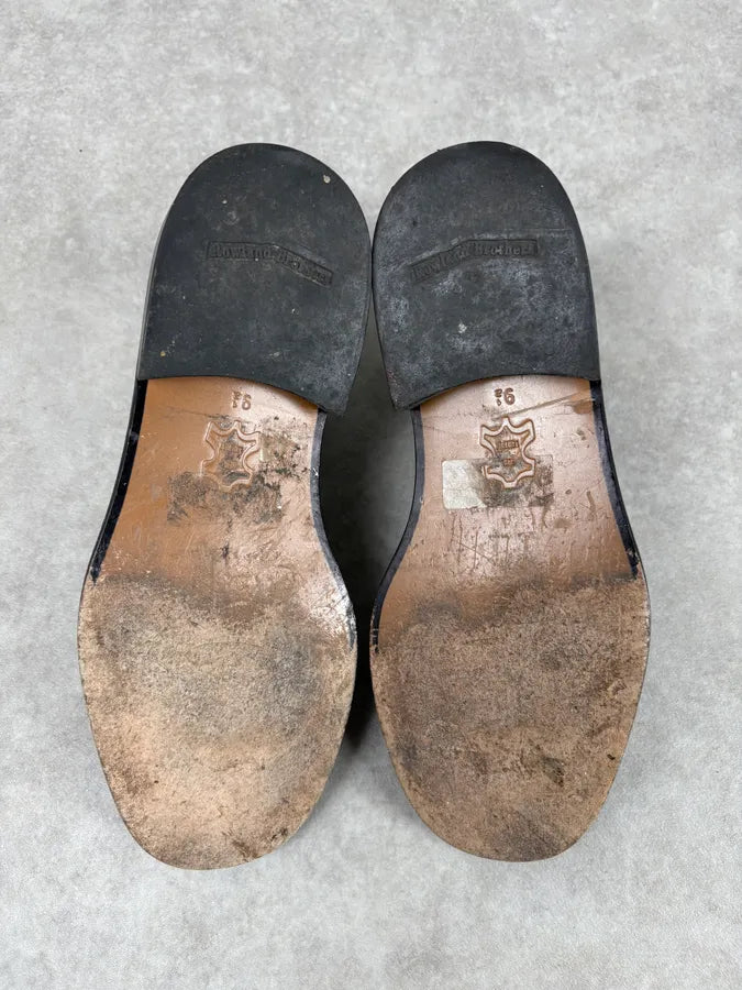 2010s Prada Classy Black Leather Derby Shoes nWQVGUX 6