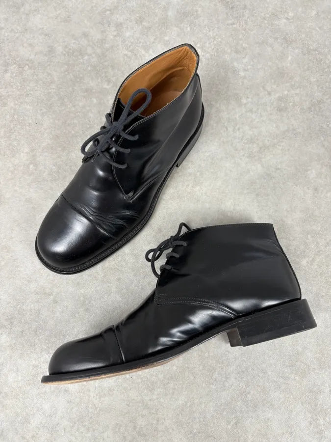 2010s Prada Classy Black Leather Derby Shoes nWQVGUX 3