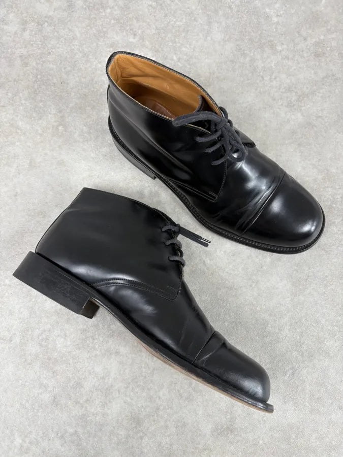 2010s Prada Classy Black Leather Derby Shoes nWQVGUX 4