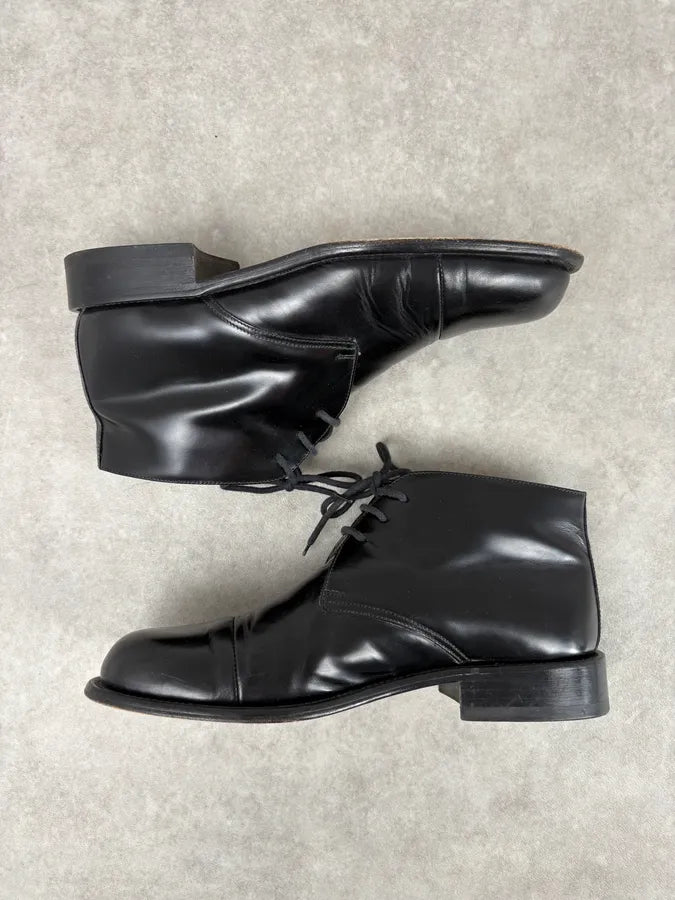 2010s Prada Classy Black Leather Derby Shoes nWQVGUX 2