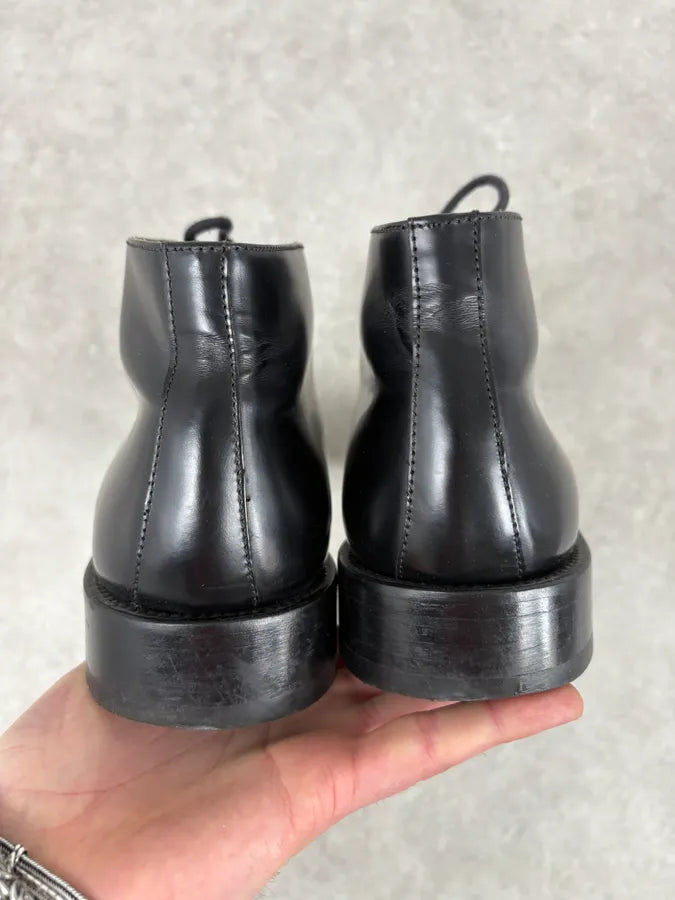 2010s Prada Classy Black Leather Derby Shoes nWQVGUX 5