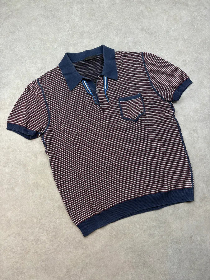 SS2018 Prada Navy & Red Striped Polo oRetOJP 3