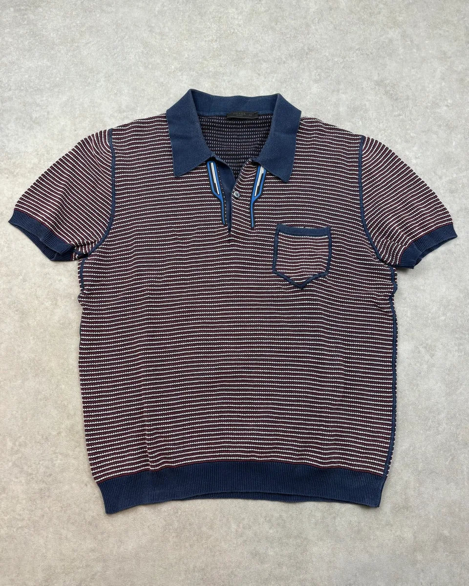 SS2018 Prada Navy & Red Striped Polo oRetOJP 0