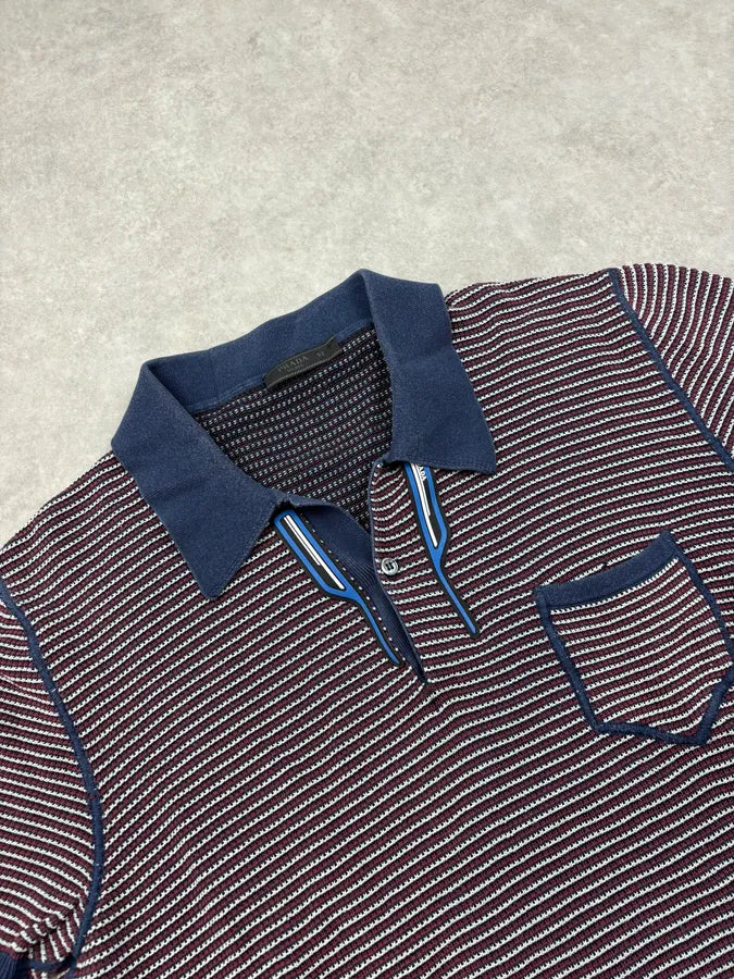 SS2018 Prada Navy & Red Striped Polo oRetOJP 4