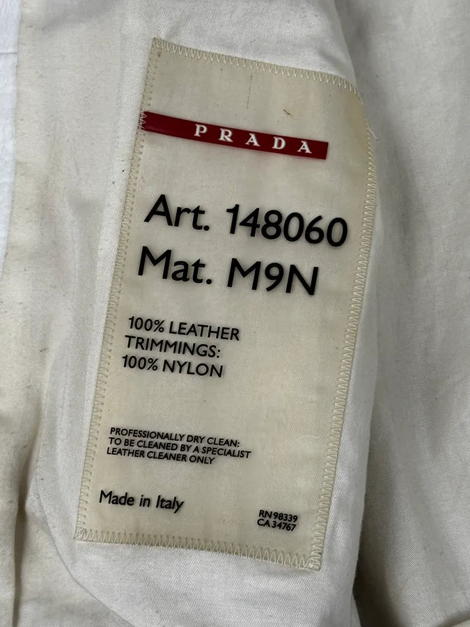 SS2003 Prada White Classic Leather Bomber Jacket QEMlxes 10