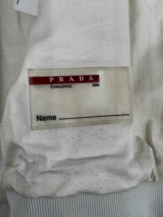 SS2003 Prada White Classic Leather Bomber Jacket QEMlxes 11