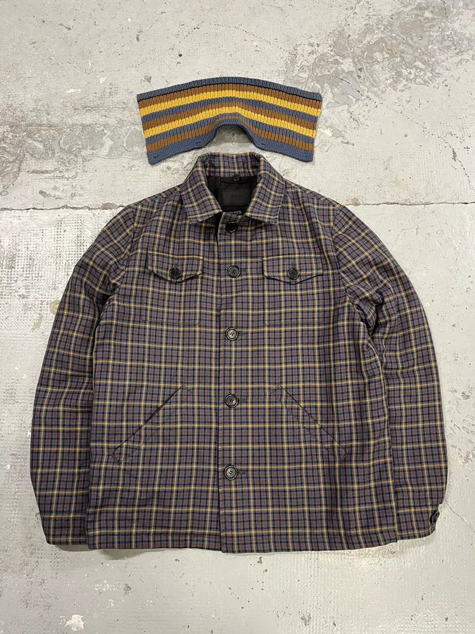 2010s Prada Wool Checkered Detachable Colar Jacket lzqTulL 0