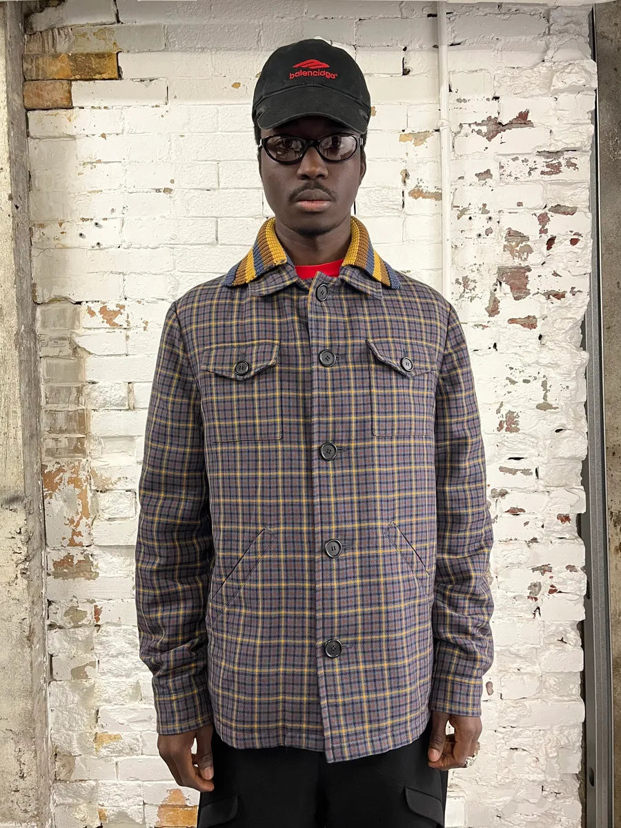 2010s Prada Wool Checkered Detachable Colar Jacket lzqTulL 1