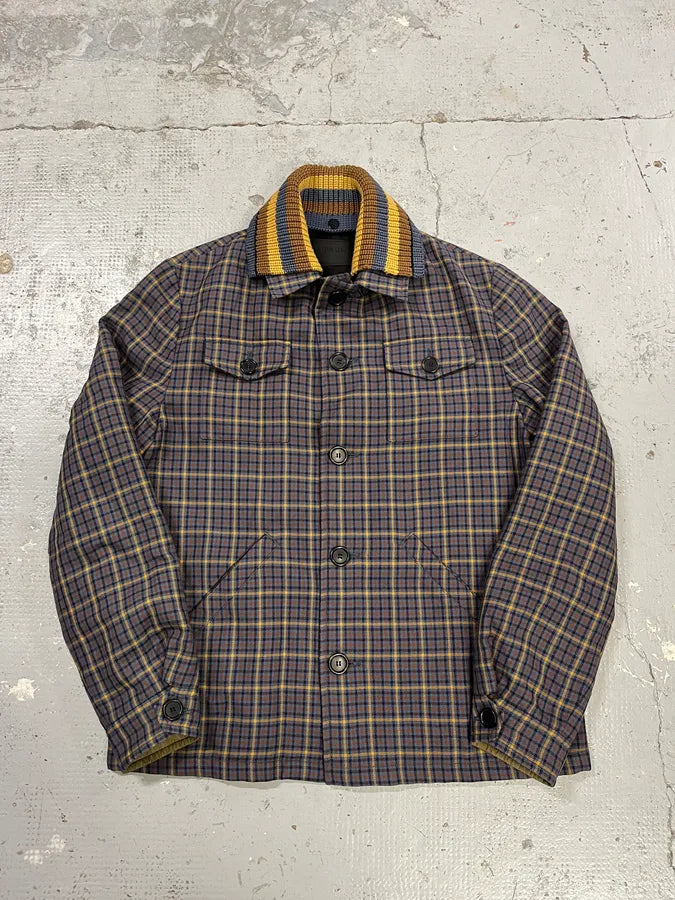 2010s Prada Wool Checkered Detachable Colar Jacket lzqTulL 4