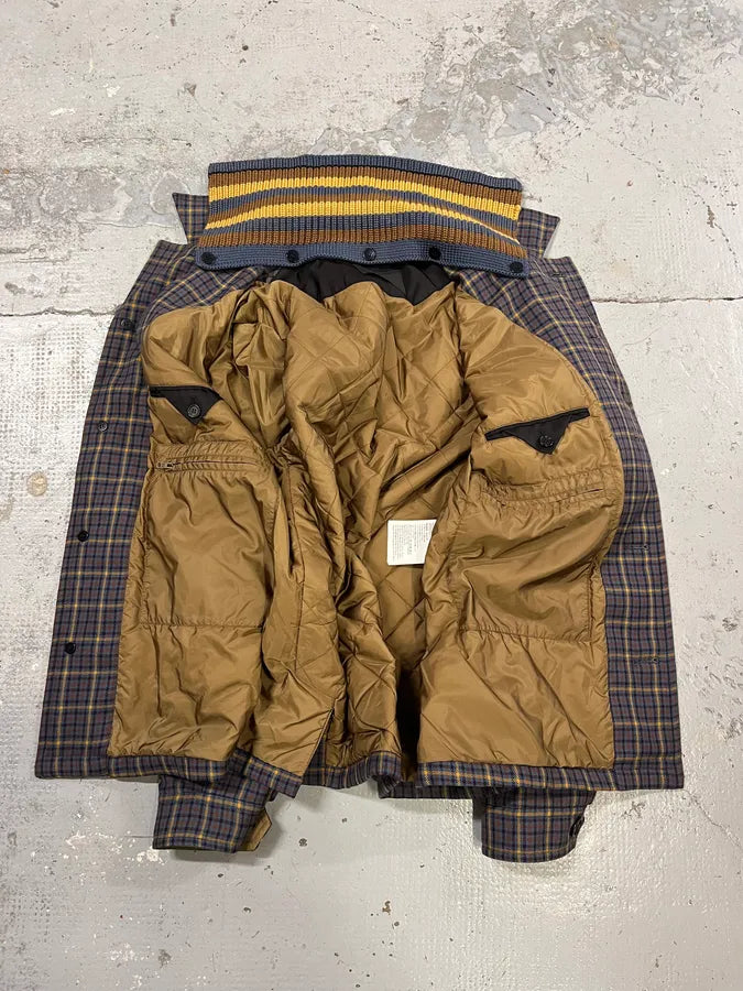 2010s Prada Wool Checkered Detachable Colar Jacket lzqTulL 9