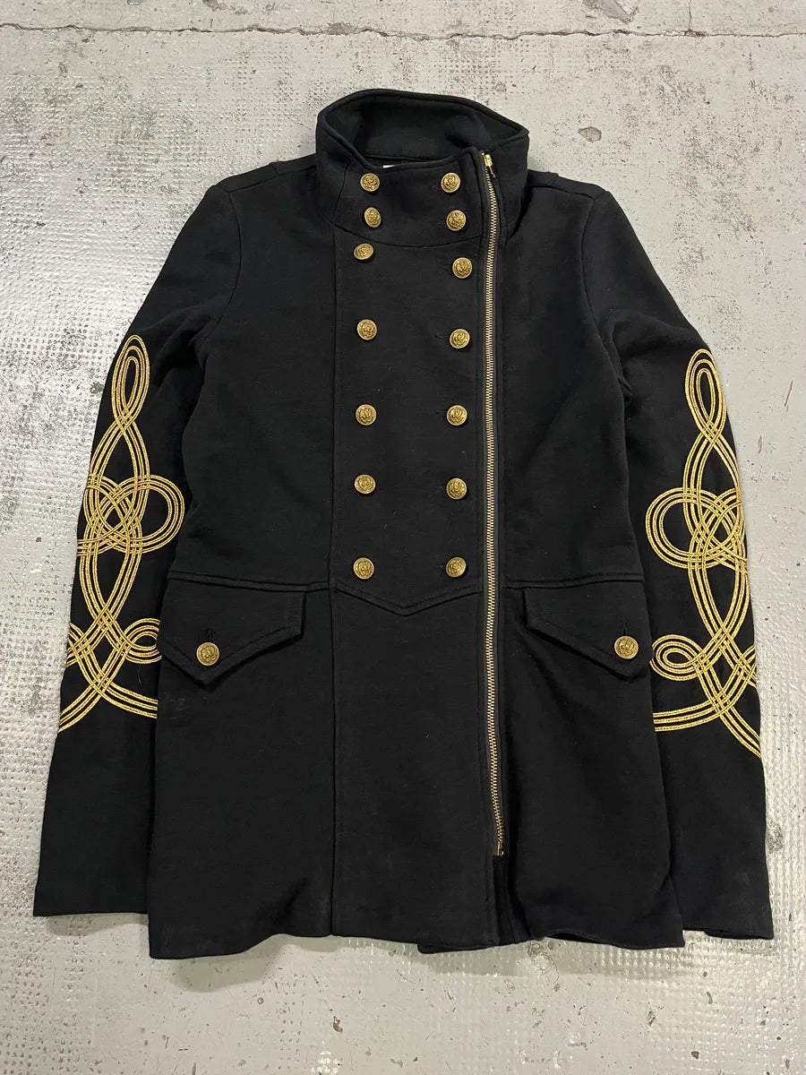 2010s Ralph Lauren Asymmetrical Zip Buttoned Officer Black Jacket SKLzSzU 0