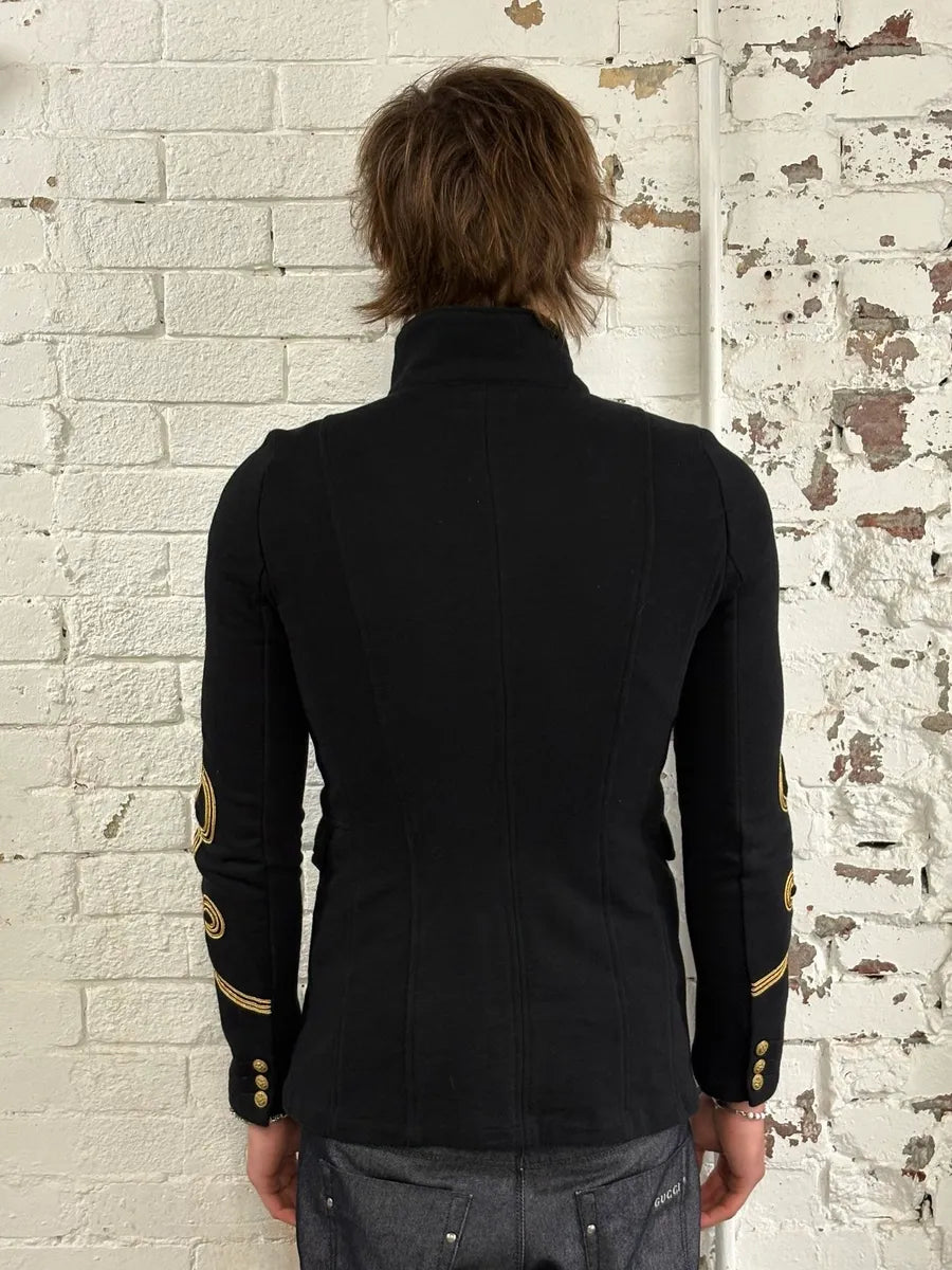 2010s Ralph Lauren Asymmetrical Zip Buttoned Officer Black Jacket SKLzSzU 2