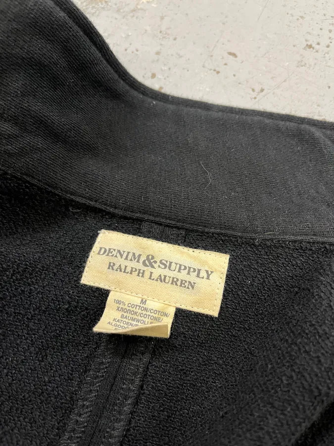 2010s Ralph Lauren Asymmetrical Zip Buttoned Officer Black Jacket SKLzSzU 8