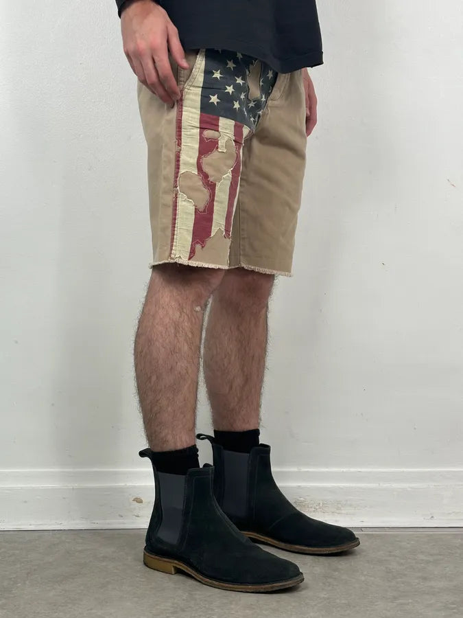 2010s Ralph Lauren Beige  American Flag Distressed Shorts fVdxoIE 2