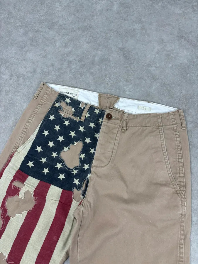 2010s Ralph Lauren Beige  American Flag Distressed Shorts fVdxoIE 4