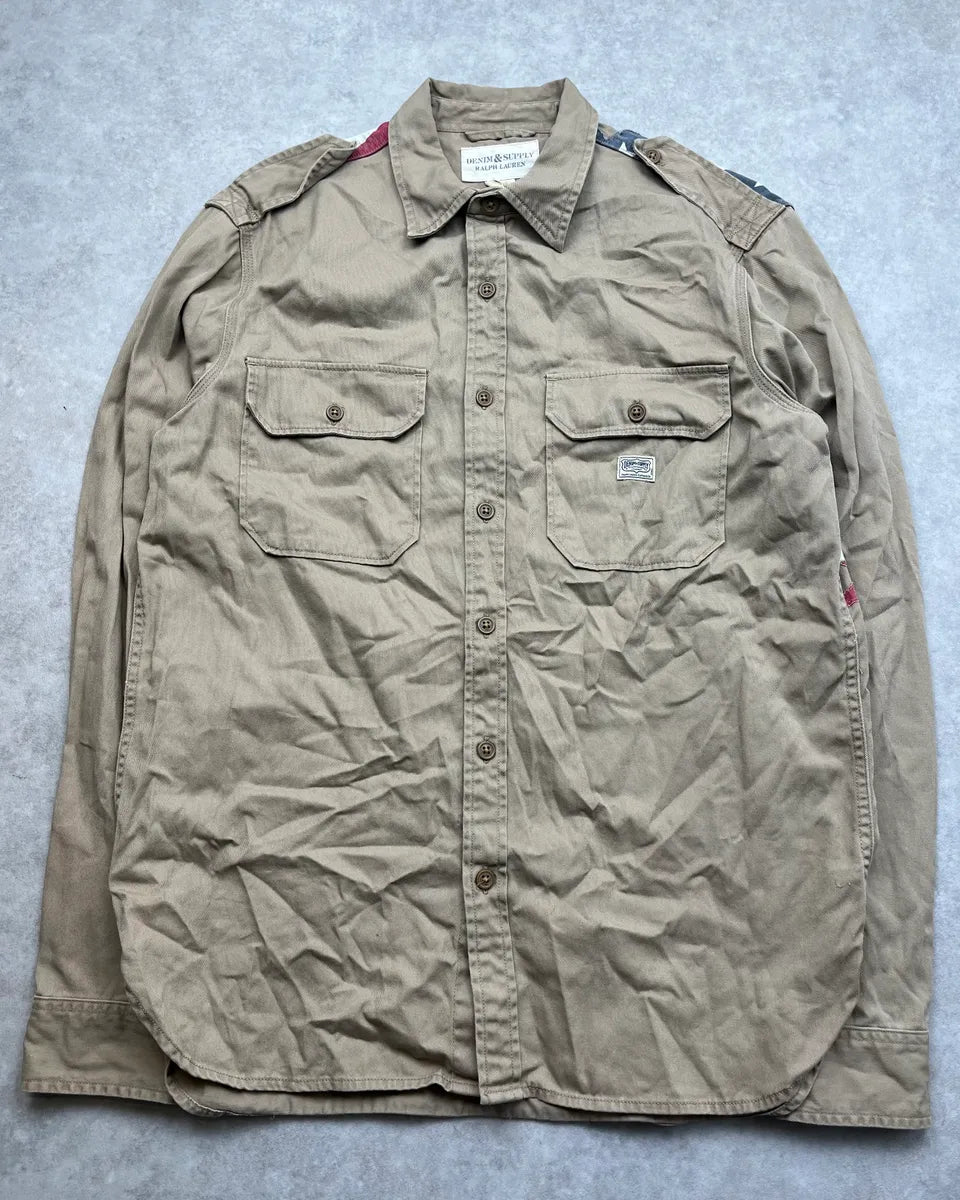 2010s Ralph Lauren Beige Distressed US Flag Shirt TwyCIDK 4