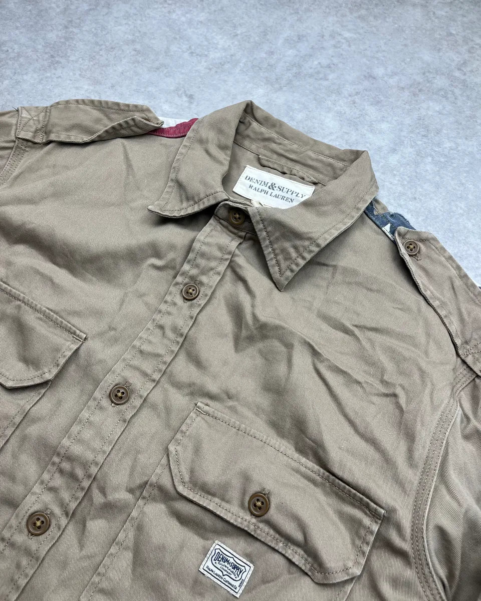 2010s Ralph Lauren Beige Distressed US Flag Shirt TwyCIDK 5