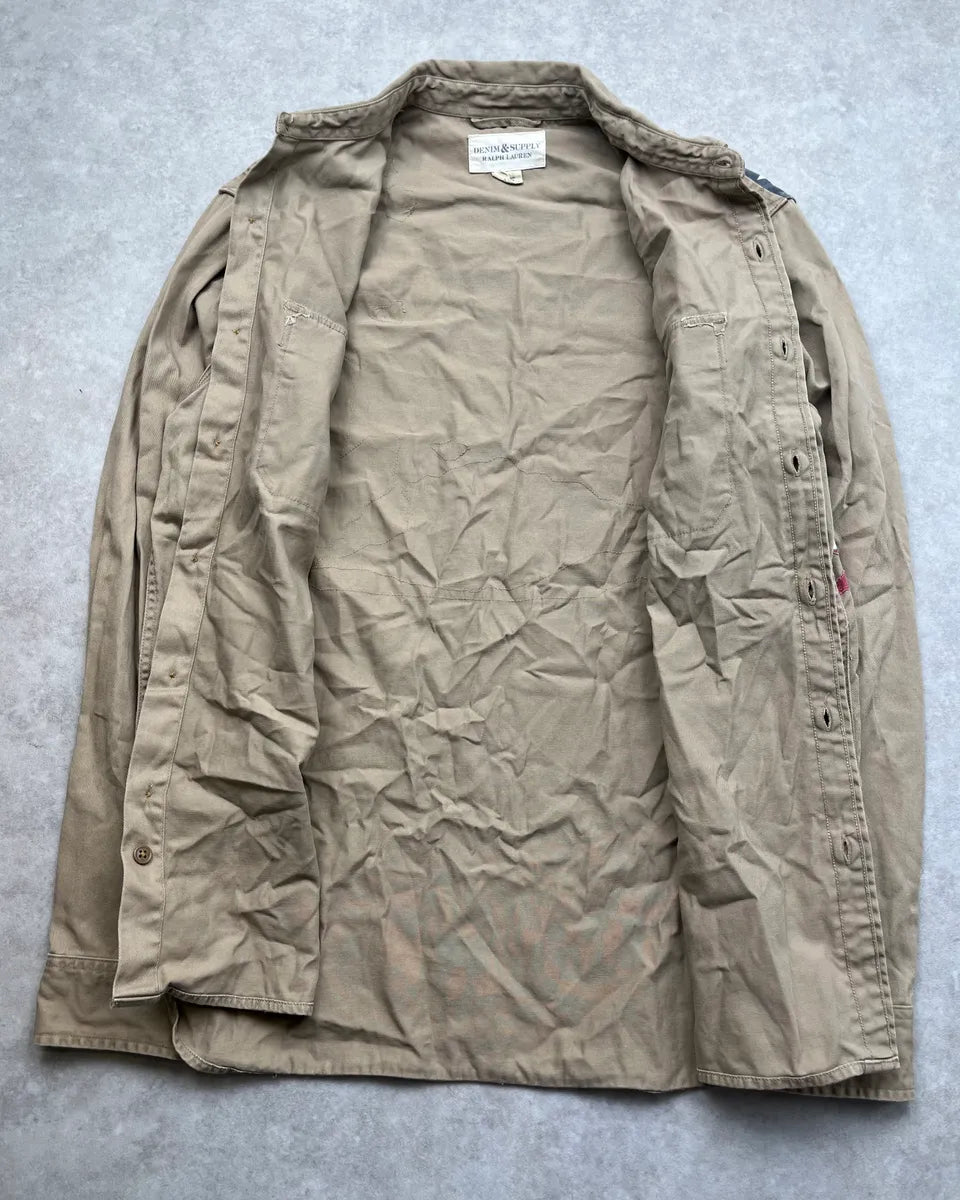 2010s Ralph Lauren Beige Distressed US Flag Shirt TwyCIDK 9